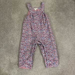 JoJo Maman Bébé Berry Pink Ditsy Floral Cord Dungarees 6-12 Month Baby Girl